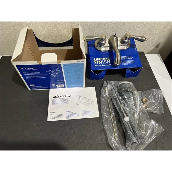 Glacier Bay Bathroom Faucet Brushed Nickel Brass Trim Finish Two Handles - Picture 1 of 16